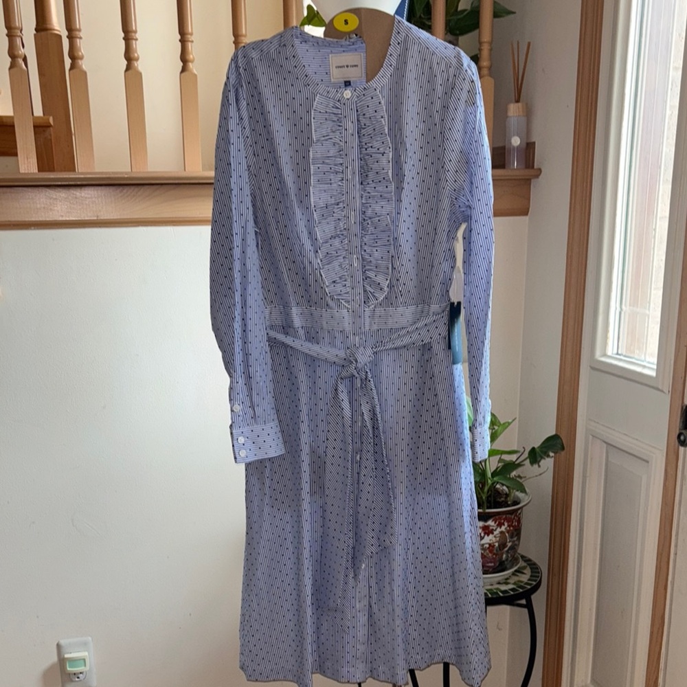 COURT & ROWE Light Blue Patterned Long Sleeve Dress Size 10